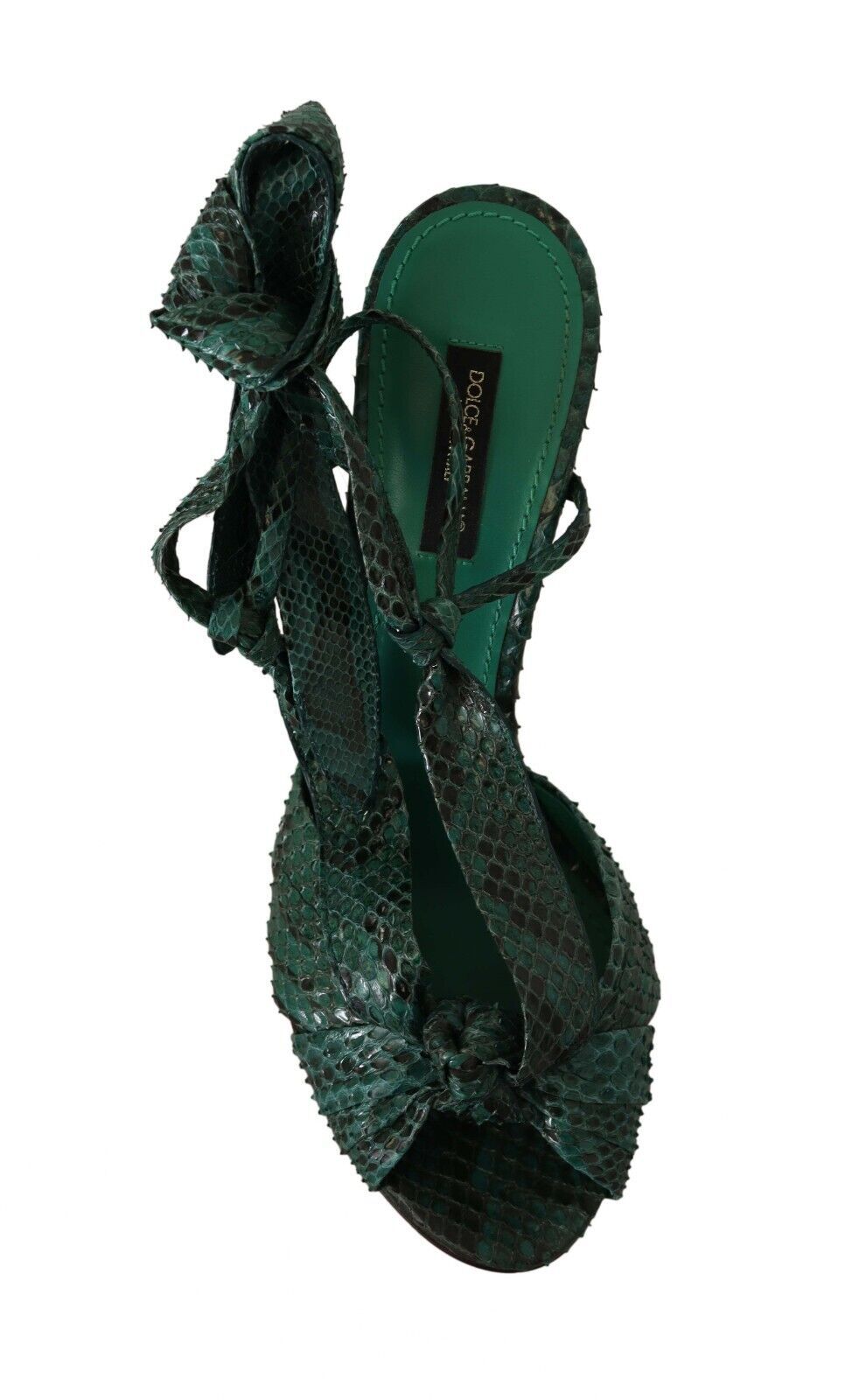 Dolce & Gabbana Emerald Exotic Leather Heels Sandals Shoes