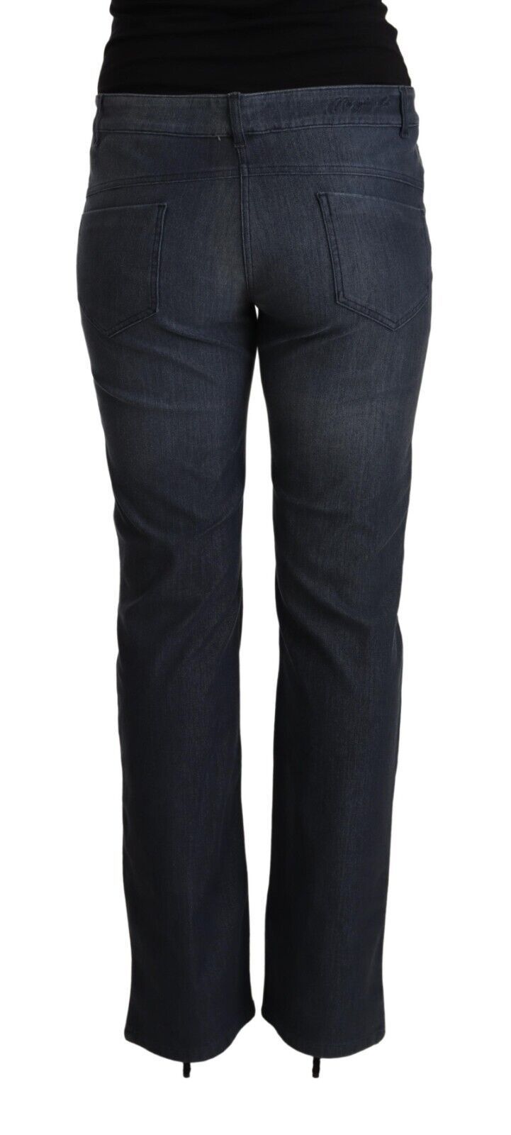 MARGHI LO' Dark Blue Cotton Straight Denim Jeans