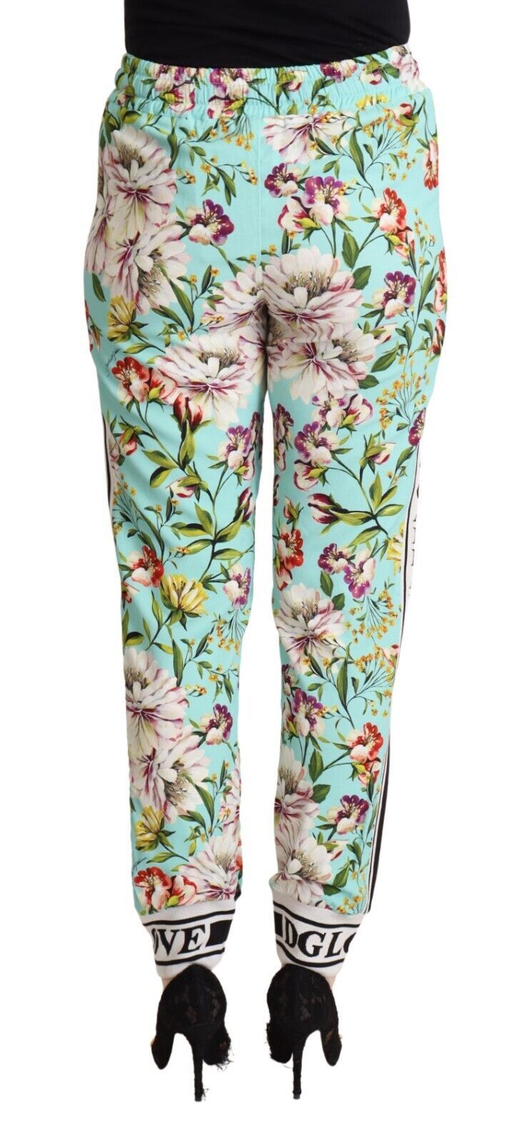 Dolce & Gabbana Green Floral Print Mid Waist Trouser Jogger Pants