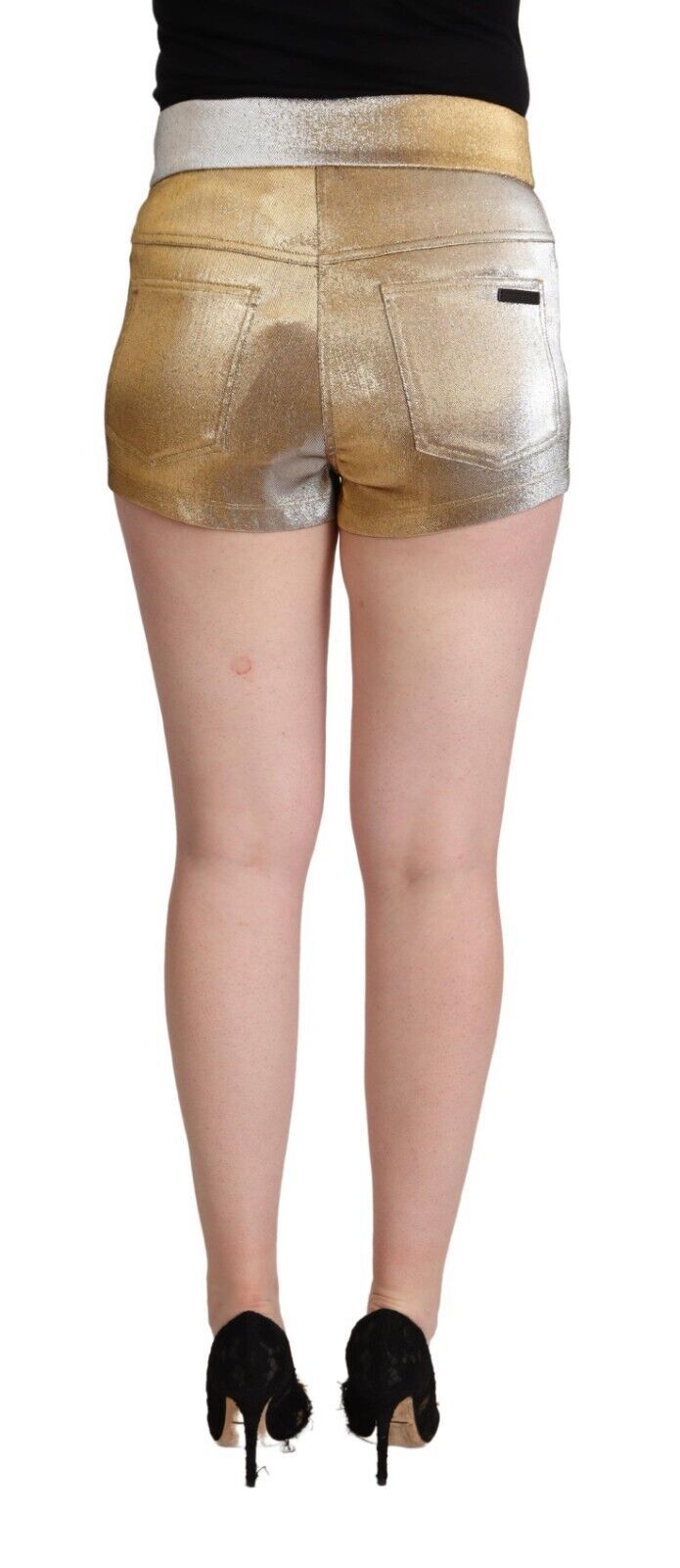 Dolce & Gabbana Metallic Gold Cotton Mid Waist Hot Pants Shorts