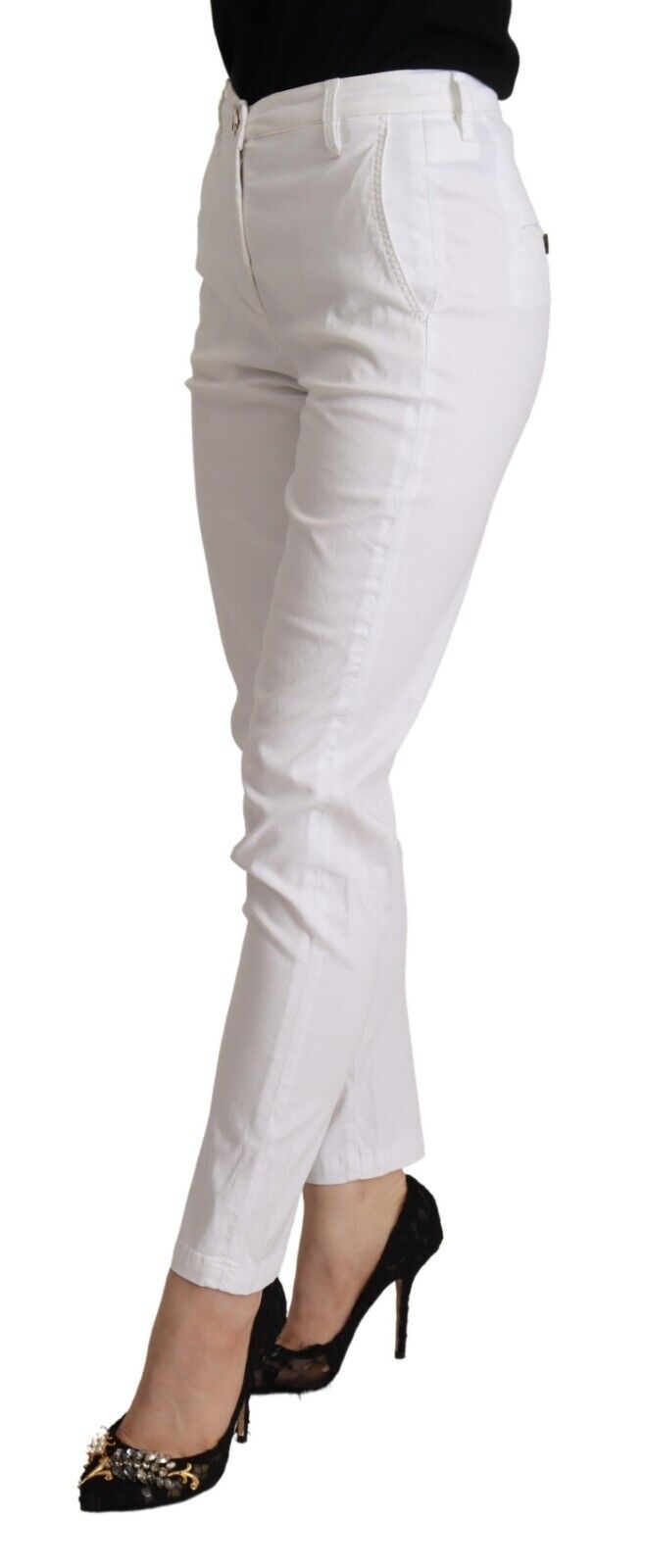 Jacob Cohen White Mid Waist Lyocell Skinny Cropped Pants