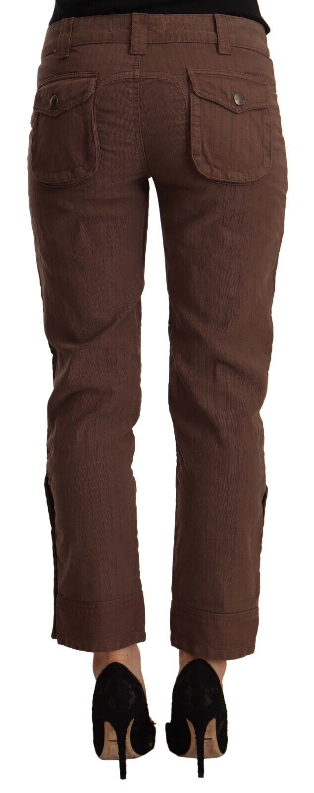 Just Cavalli Brown Mid Waist Cotton Cropped Capri Pants