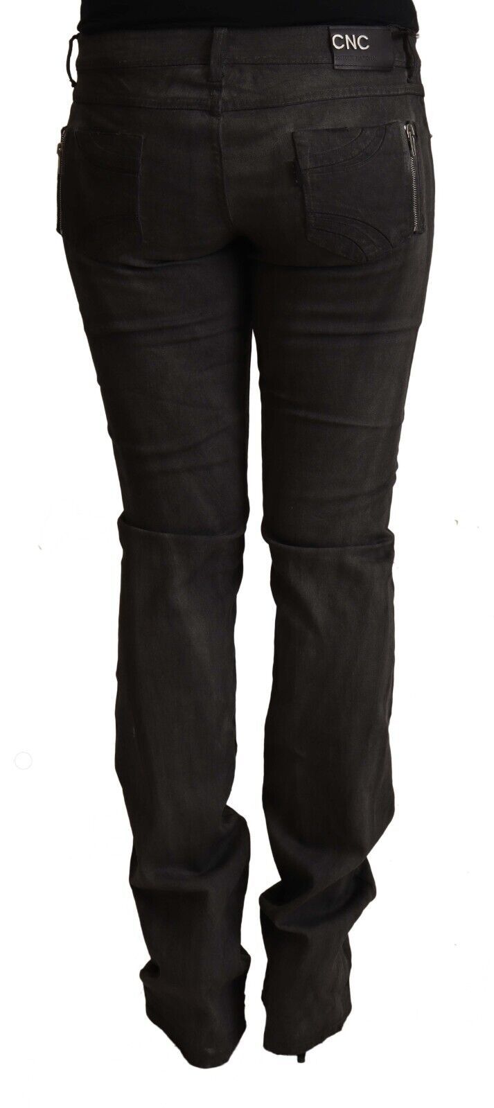 Costume National Black Cotton Mid Waist Skinny Pants