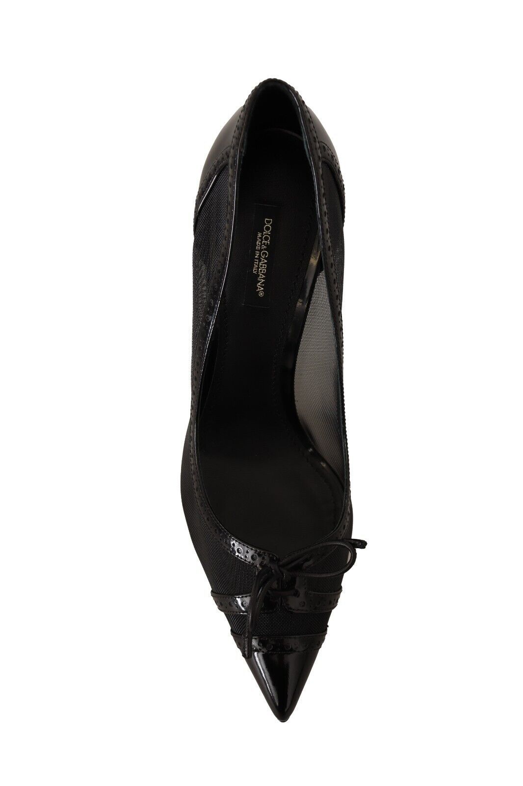 Dolce & Gabbana Black Mesh Leather Pointed Heels Pumps Shoes