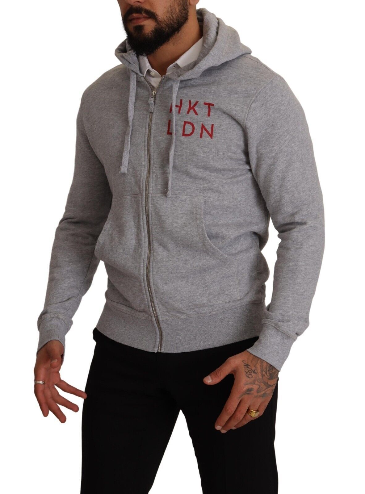 Hackett Gray Full Zip Hooded Cotton Sweatshirt Sweater