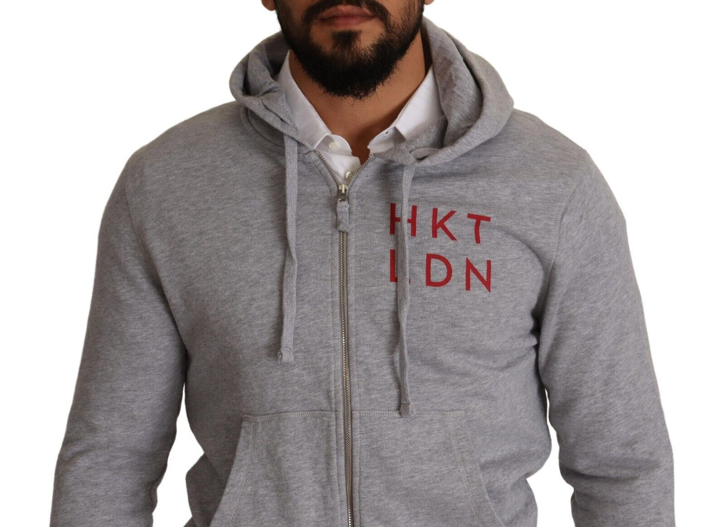 Hackett Gray Full Zip Hooded Cotton Sweatshirt Sweater