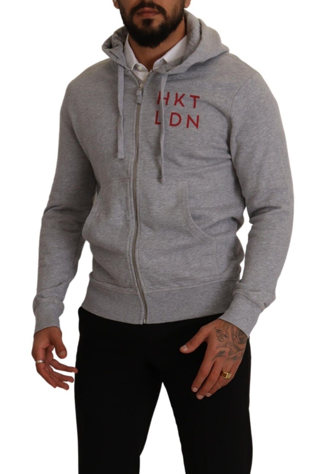 Hackett Gray Full Zip Hooded Cotton Sweatshirt Sweater