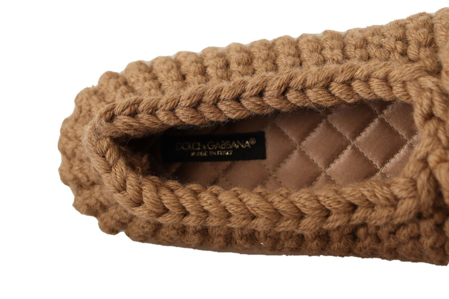 Dolce & Gabbana Brown Slip On Ballerina Flats Wool Knit Shoes