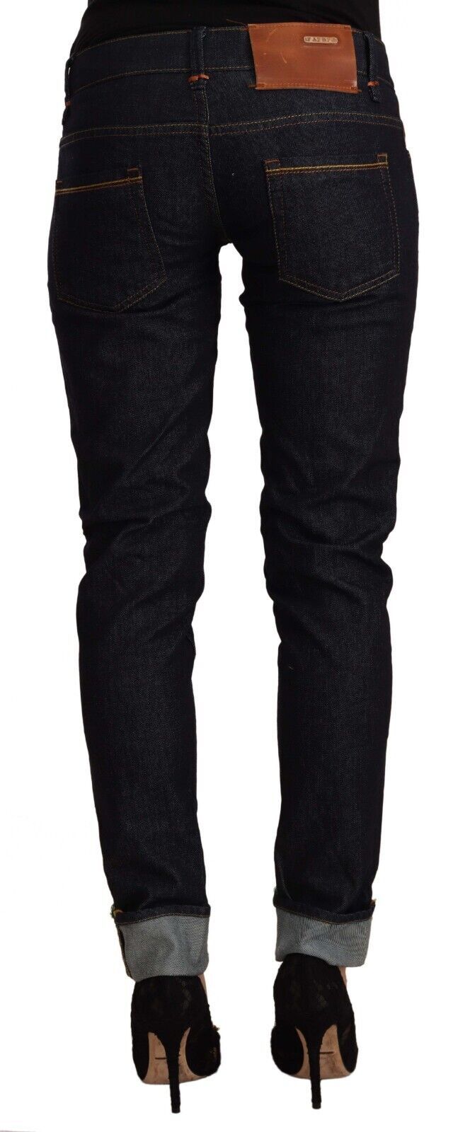 Acht Black Cotton Low Waist Slim Fit Denim Jeans