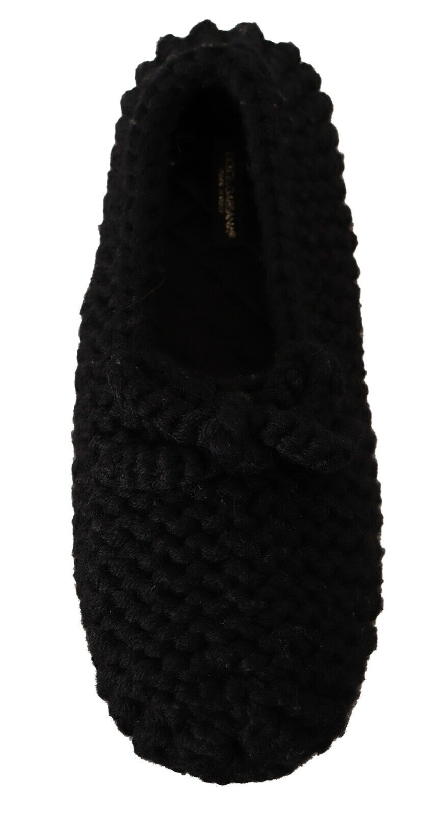 Dolce & Gabbana Black Slip On Ballerina Flats Wool Knit Shoes