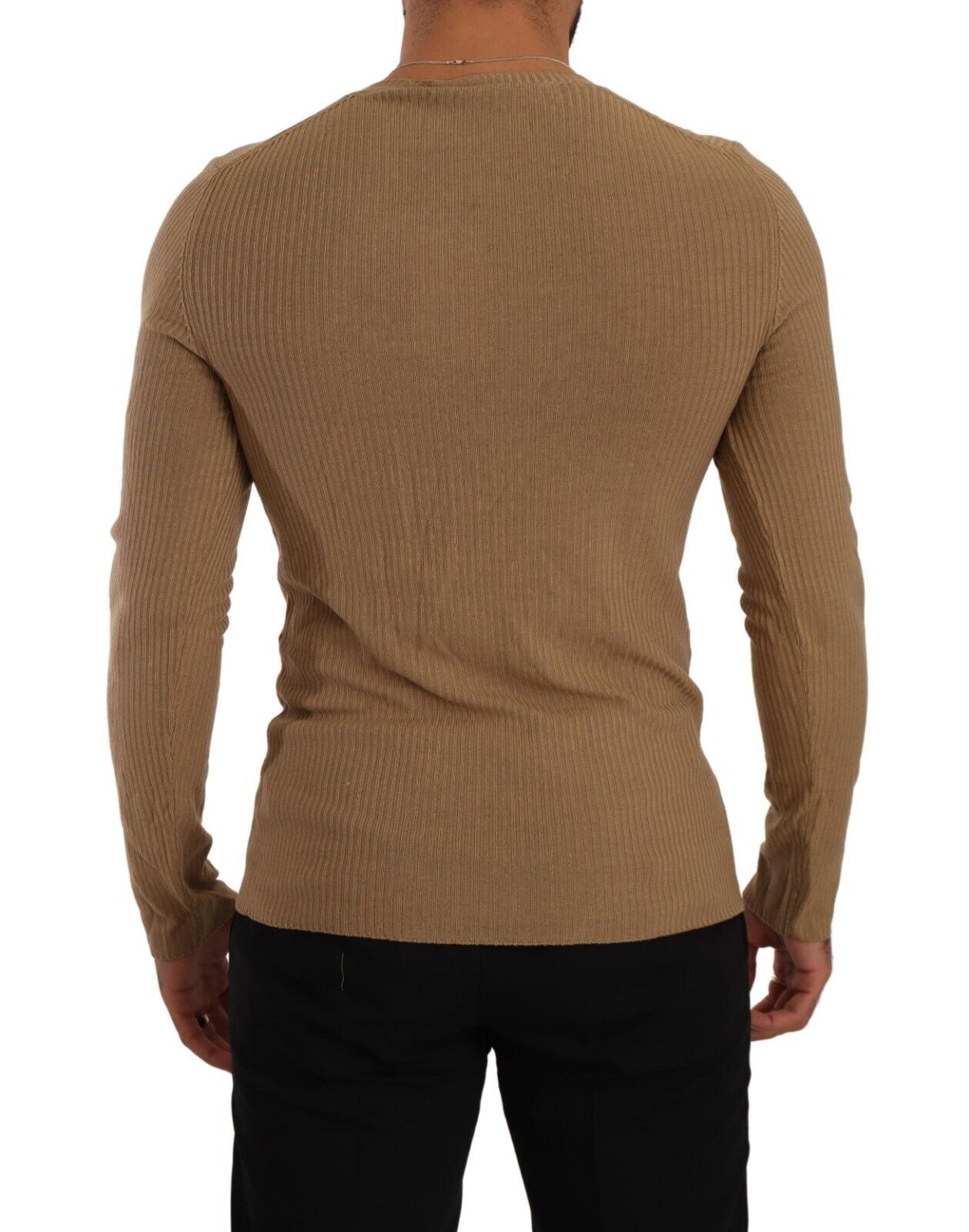 Ermanno Scervino Brown Wool Knit V-neck Men Pullover Sweater