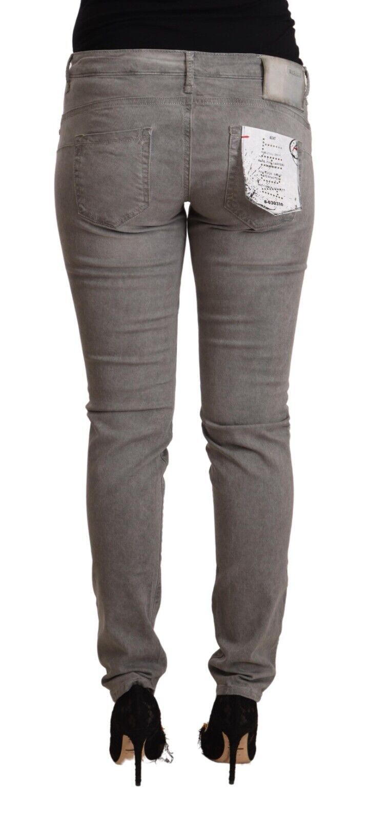 Acht Gray Cotton Low Waist Skinny Push Up Denim Jeans