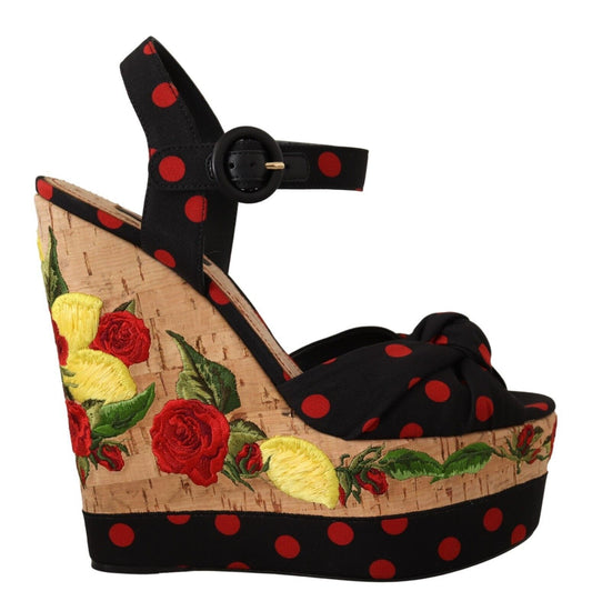 Dolce & Gabbana Multicolor Platform Wedges Sandals Charmeuse Shoes