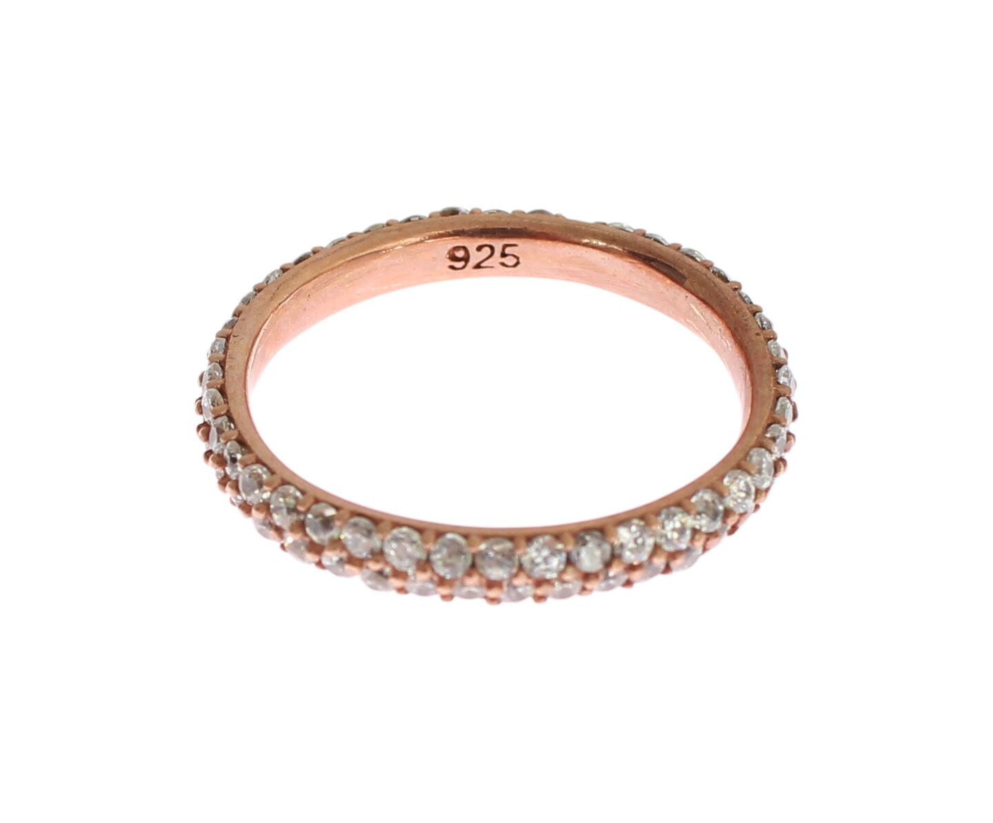 Nialaya Pink Gold 925 Silver Clear CZ Ring