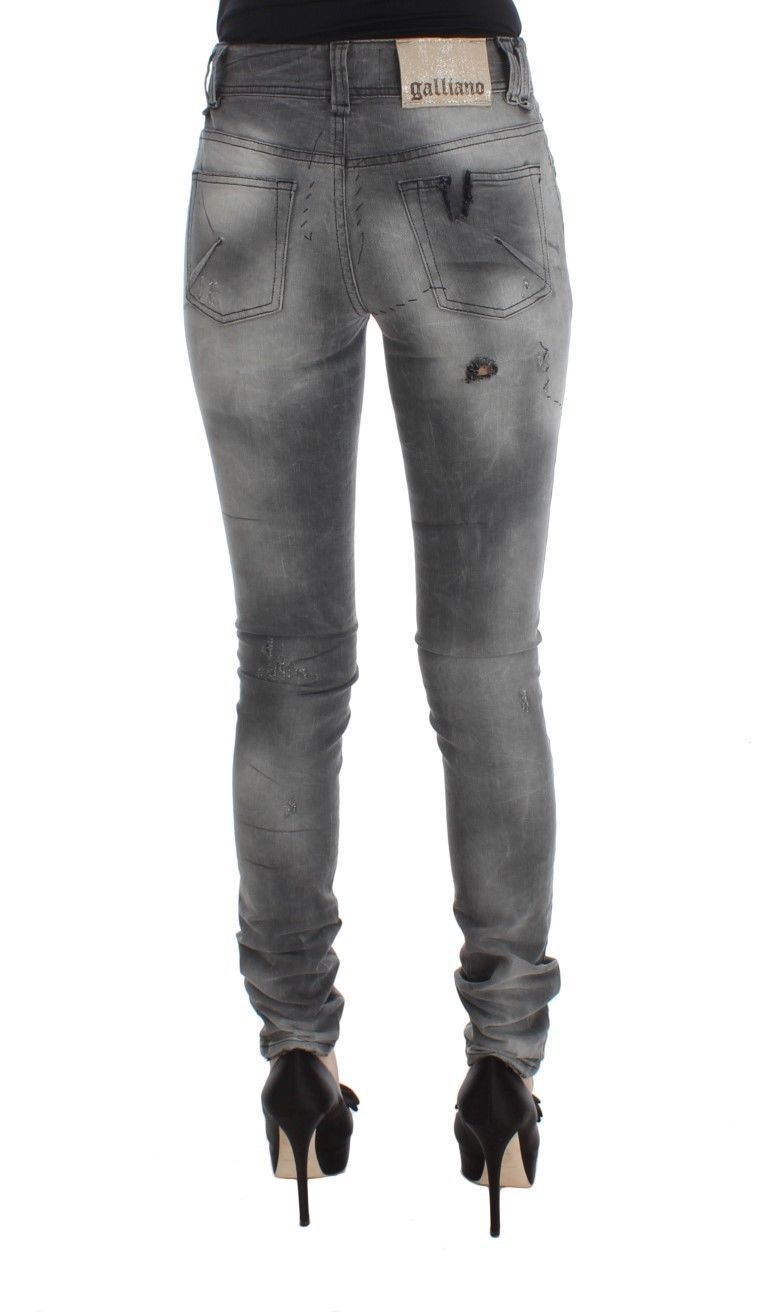 John Galliano Gray Wash Cotton Blend Slim Fit Denim Jeans Pants