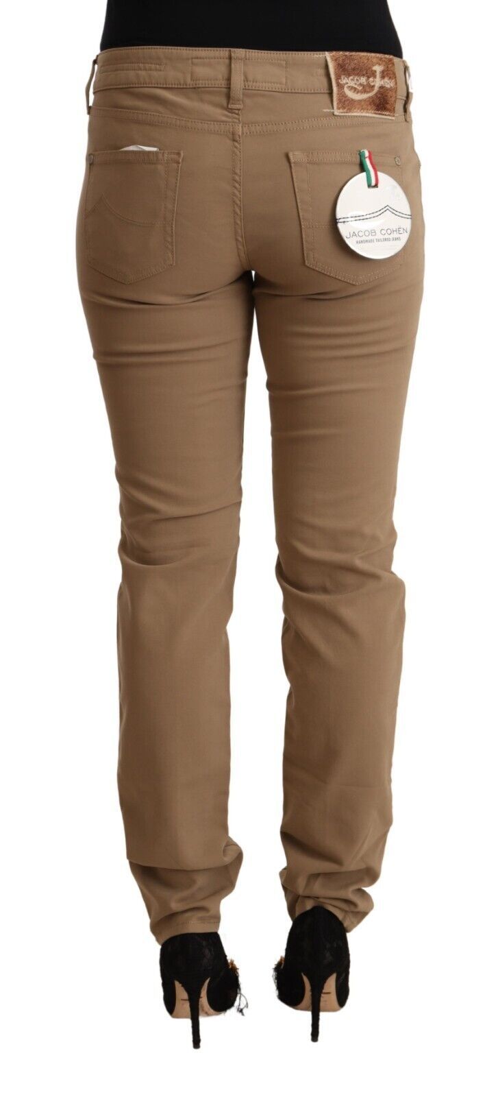 Jacob Cohen Brown Cotton Stretch Mid Waist Skinny Pants