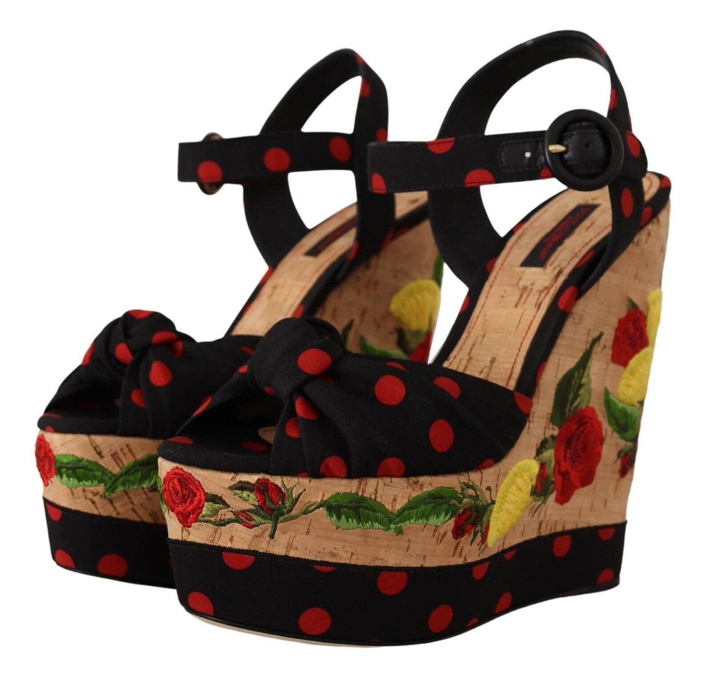 Dolce & Gabbana Multicolor Platform Wedges Sandals Charmeuse Shoes