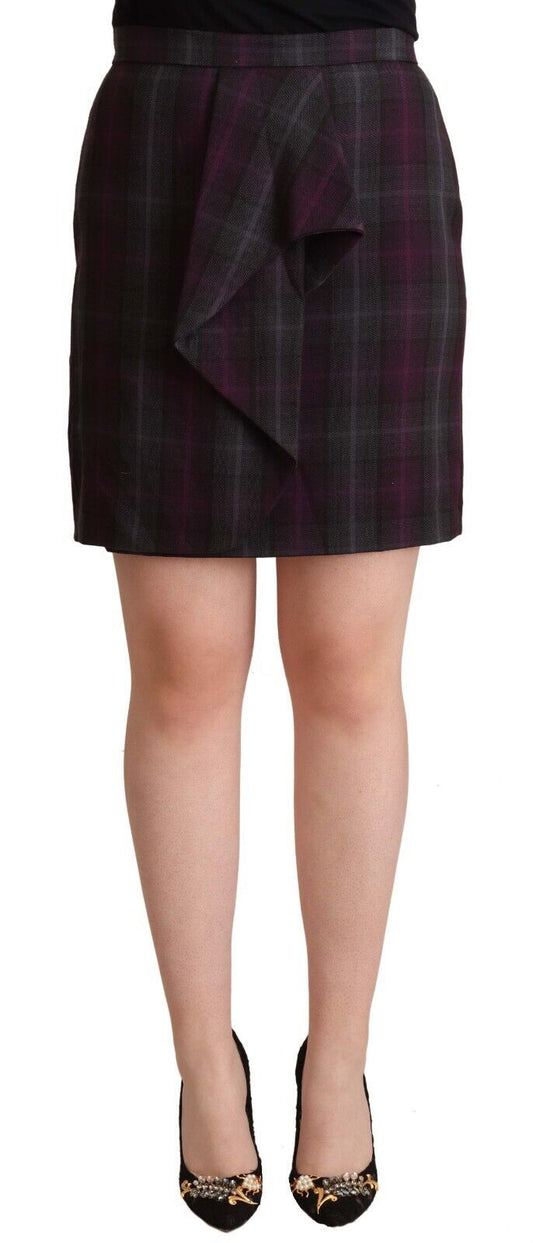 BENCIVENGA Multicolor Checkered Ruffle High Waist Mini Skirt