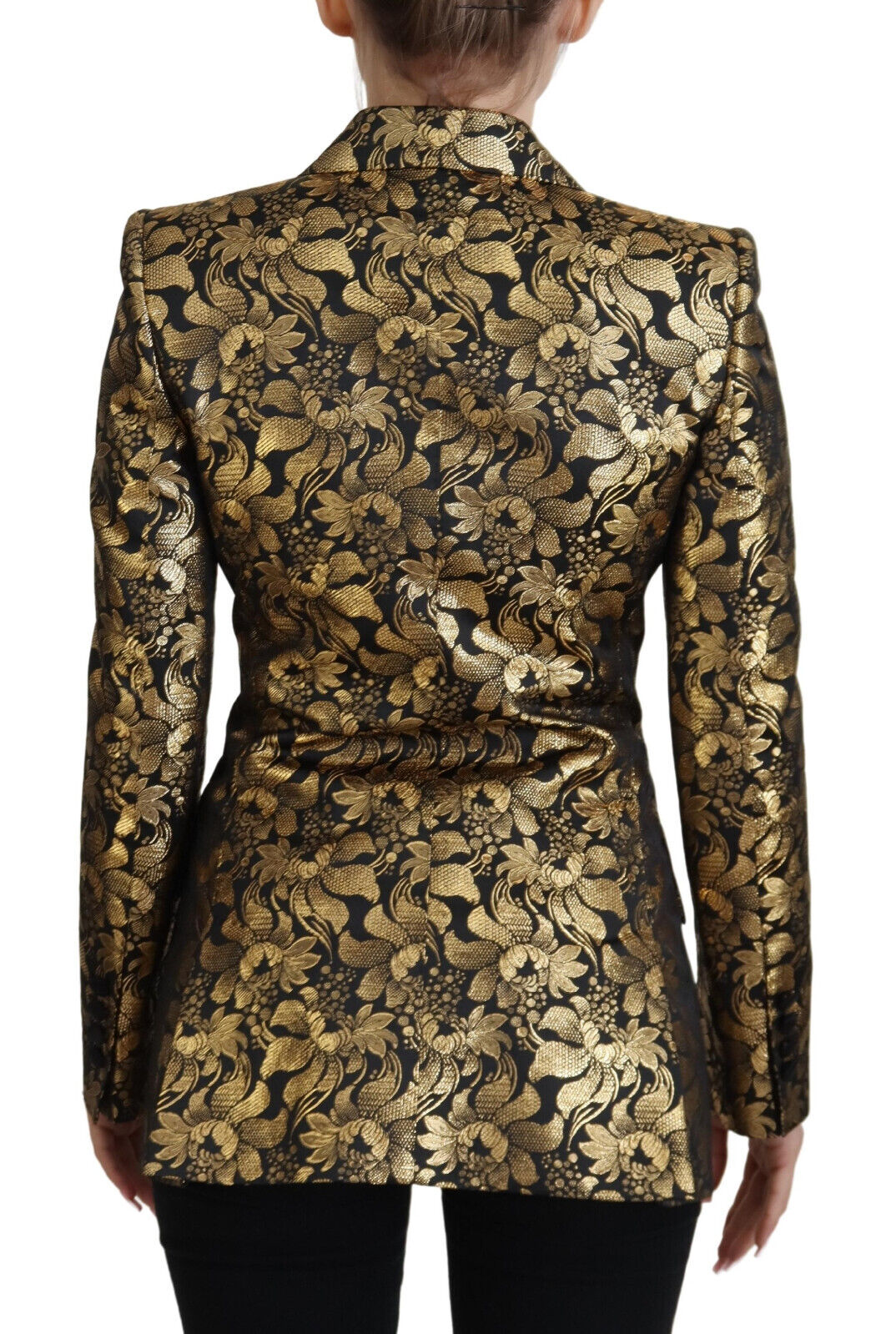 Dolce & Gabbana Black Gold Jacquard Coat Blazer Jacket