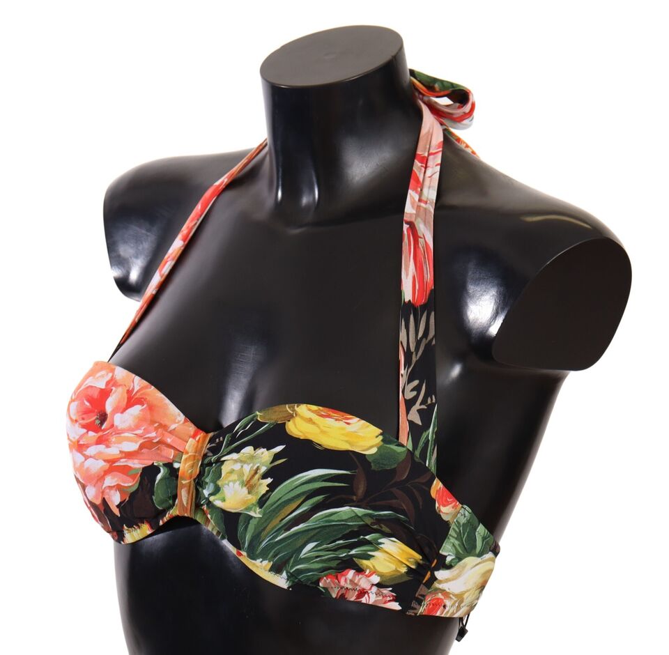 Dolce & Gabbana Multicolor Floral Print Swimsuit Bikini Top Swimwear