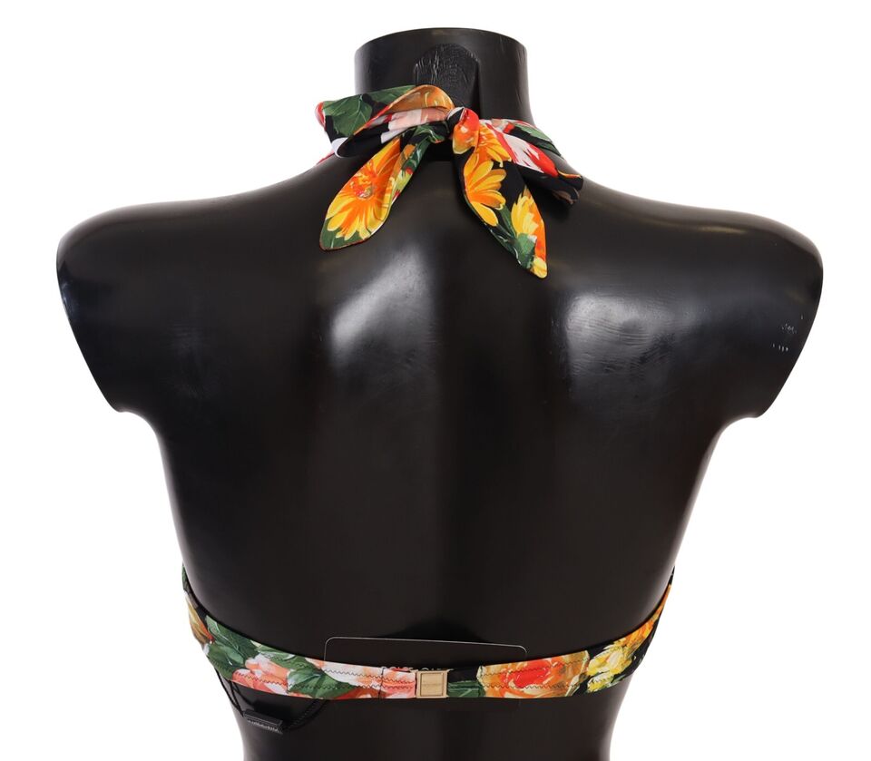 Dolce & Gabbana Multicolor Floral Print Swimsuit Bikini Top Swimwear