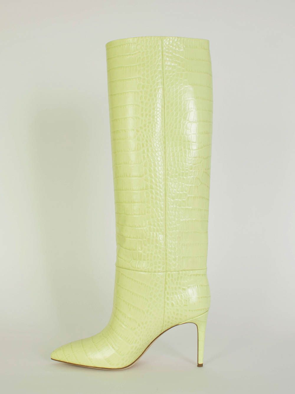 Paris Texas Croco Leather Print in Lime Stiletto 85 Boot