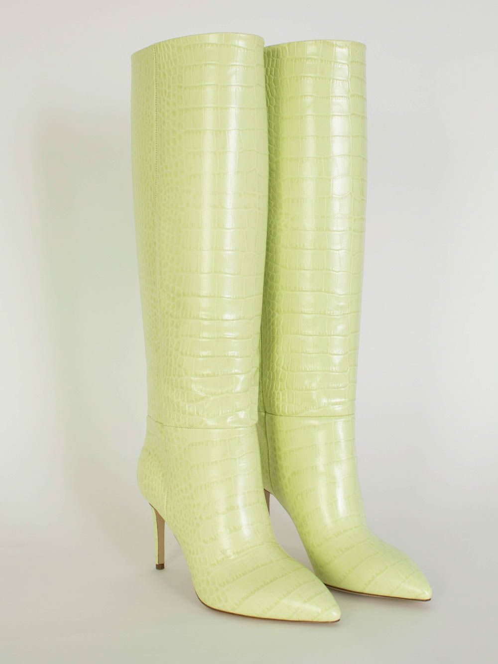 Paris Texas Croco Leather Print in Lime Stiletto 85 Boot